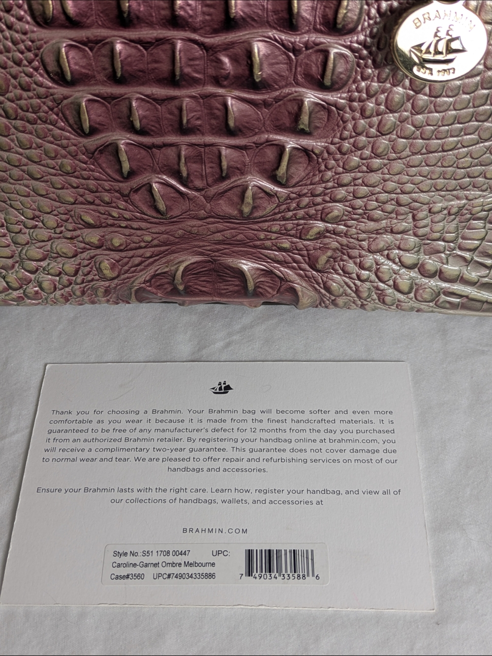 Brahmin Caroline Ombre Melbourne Leather Satchel Luxury Authentic - Picture 2 of 16